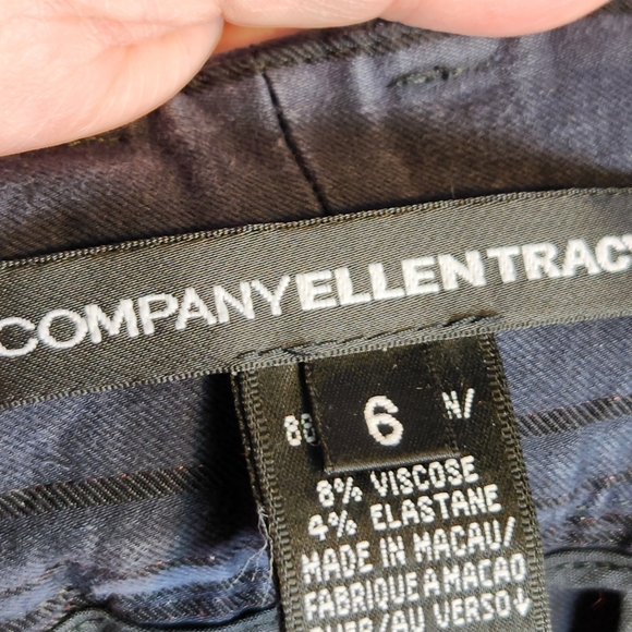 Company Ellen Tracy Navy w/ Sparkly Black Pin Stripes Cuffed Dress Pants Size 6 - Picture 5 of 9